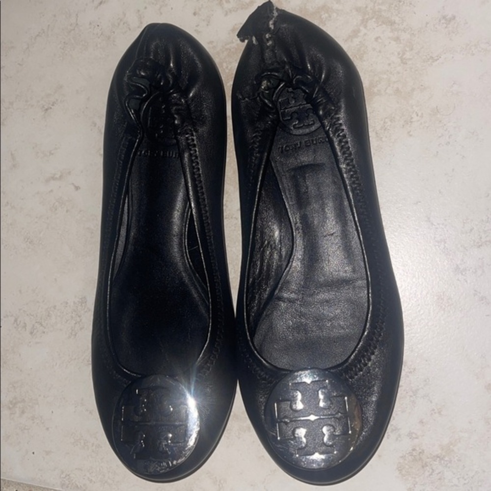 Tory Burch Ballet flat 6 black silver # FLAW